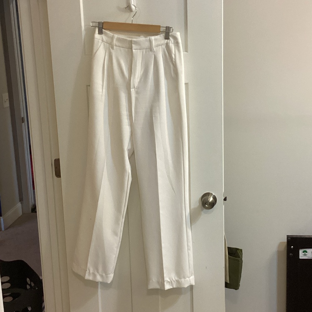 crosby. White High-Rise Pleated Tapered Trousers